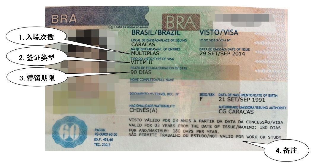 说说巴西签证那些事 第二篇 如何识读巴西签证贴纸
